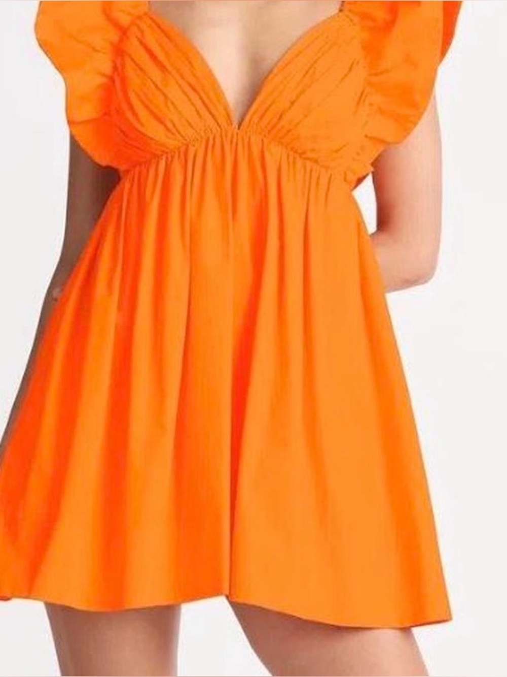 Bright Orange Flutter Sleeve Mini Dress